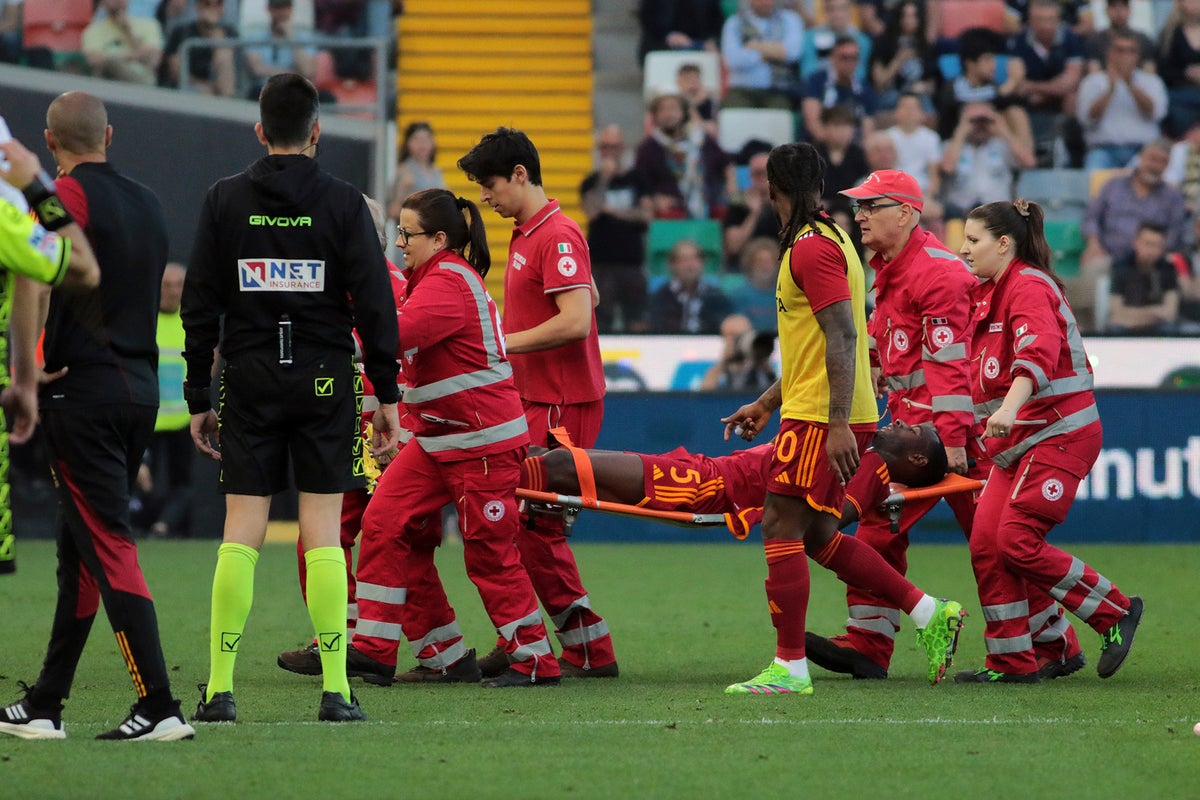 roma player evan ndicka ‘in good spirits’ after collapsing during match