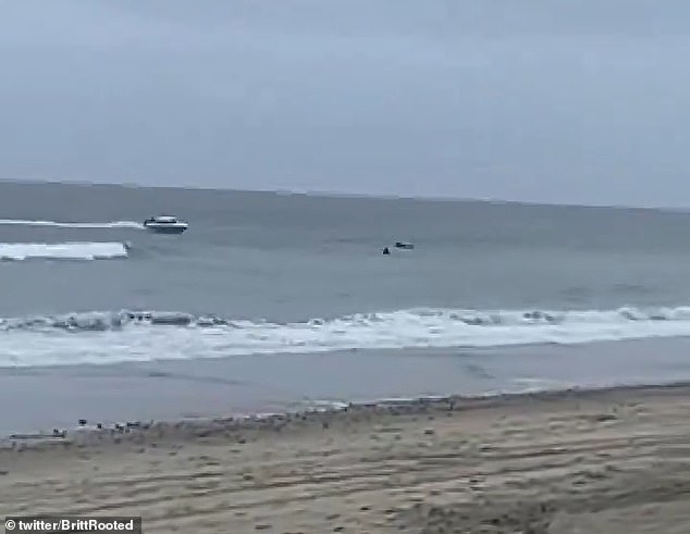 dramatic moment migrants in a speed boat nearly run over surfers in the water in california as they make a run towards land and avoid us border security