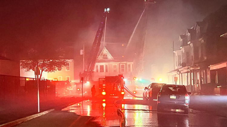 Crews battling massive York City house fire