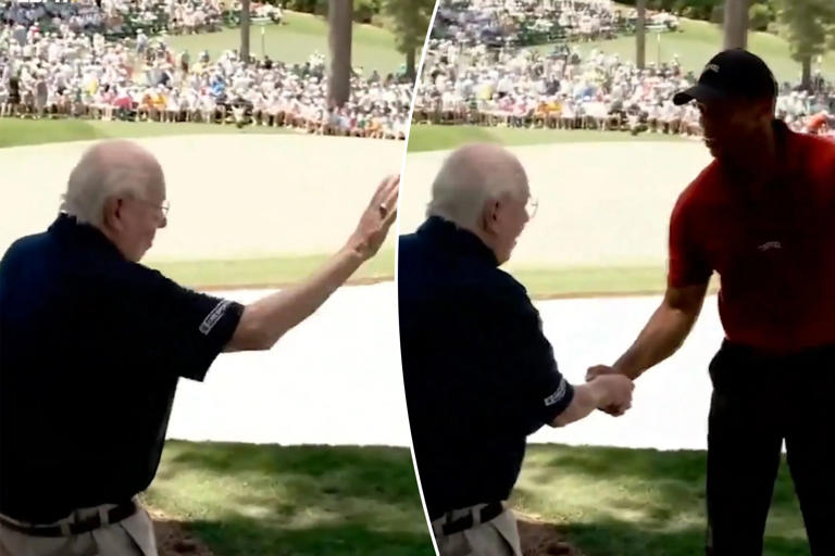 Tiger Woods shakes Verne Lundquist’s hand on No. 16 as CBS legend calls ...