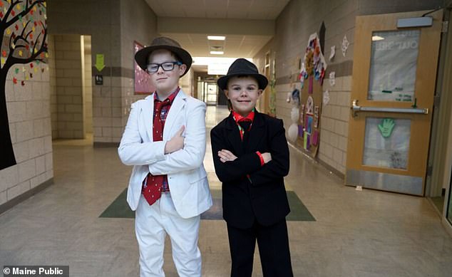 photos show maine elementary school students dress up businessmen