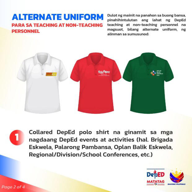 DepEd lets public school teachers, employees wear alternative uniforms