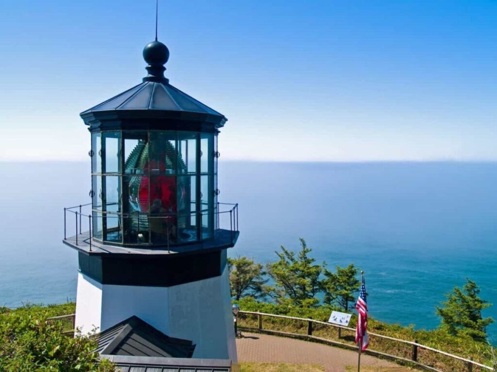 <p><strong>Year lit:</strong> 1890</p><p><strong>Height:</strong> 38 feet</p><p><span>Oregon's shortest lighthouse honors Captain John Meares, the first person to sail into Tillamook Bay. Although decommissioned in 1963, the beacon still houses a Fresnel lens made in Paris. The light is a five-wick oil lamp with a reflector turned by a 200-pound lead weight, similar to the system used in a grandfather clock.  </span></p><p><span>Cape Meares Lighthouse is 10 miles west of Tillamook in </span><a class="editor-rtfLink" href="https://stateparks.oregon.gov/index.cfm?do=park.profile&parkId=131" rel="noopener"><span>Cape Meares State Scenic Viewpoint</span></a><span>. While visiting the park, you can also see the Octopus Tree, a large, contorted Sitka spruce. The park is open daily from 7 am to dusk, but the lighthouse is only available from May through September.</span></p>