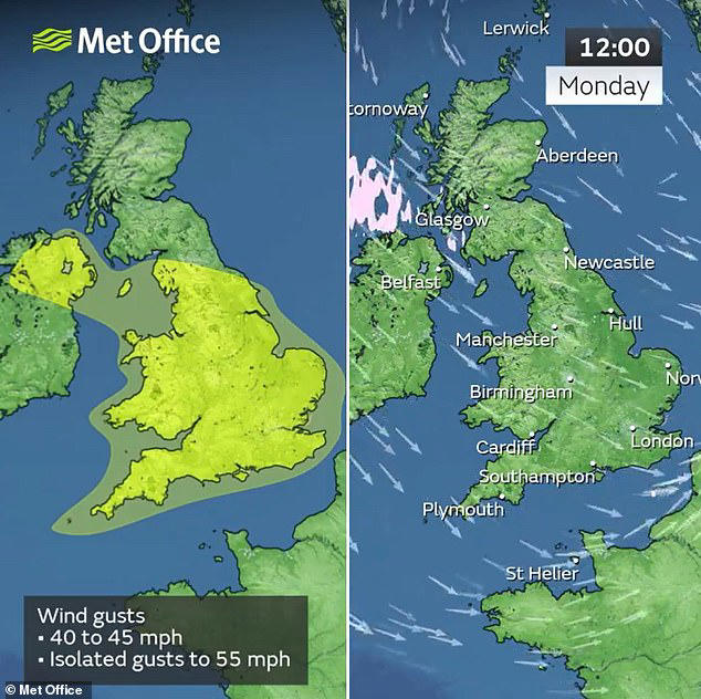 Met Office Issues Yellow Wind Warning With Gusts Of 55mph To Hit Today