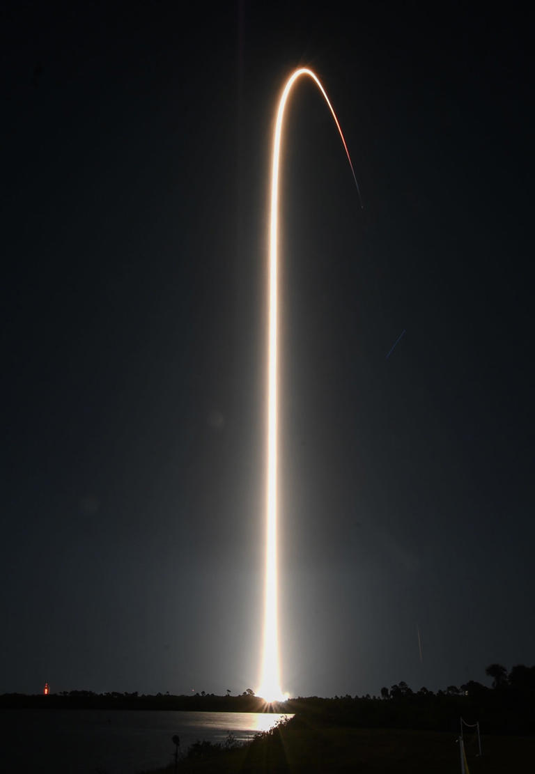 A SpaceX Falcon 9 rocket lifts off from Cape Canaveral Space Force Station Friday, April 12, 2024. The rocket is carrying 23 Starlink internet satellites Craig Bailey/FLORIDA TODAY via USA TODAY NETWORK