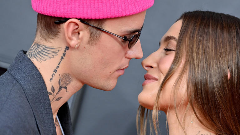 Justin and Hailey Bieber on red carpet