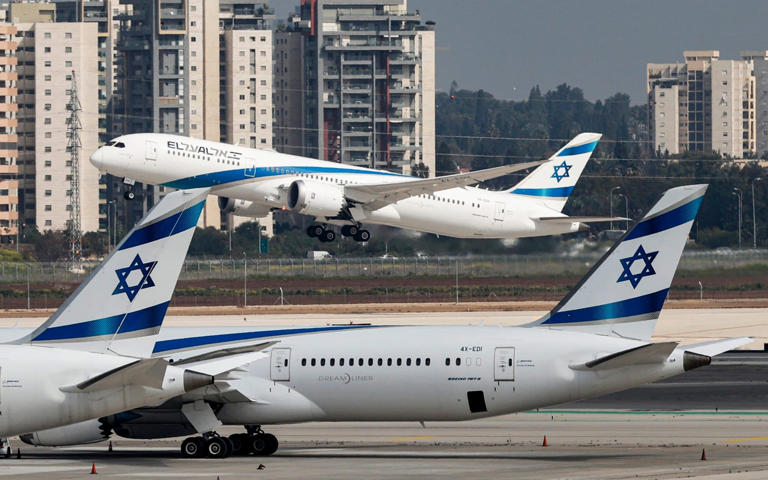 A plane takes off from Israel's Ben-Gurion Airport near Tel Aviv - JACK GUEZ/AFP