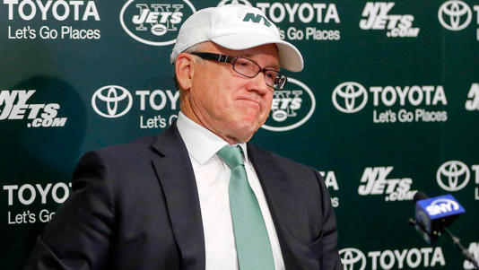 Dec 29, 2014; Florham Park, NJ, USA; New York Jets chairman and chief executive officer Woody Johnson addresses the media regarding the dismissal of general manager John Idzik (not pictured) and head coach Rex Ryan (not pictured) at the Atlantic Health Jets Training Center.