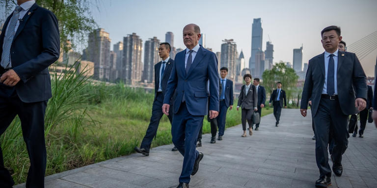 Chancellor Olaf Scholz (SPD) making a statement on the situation in Israel and the trip through China. picture alliance/dpa