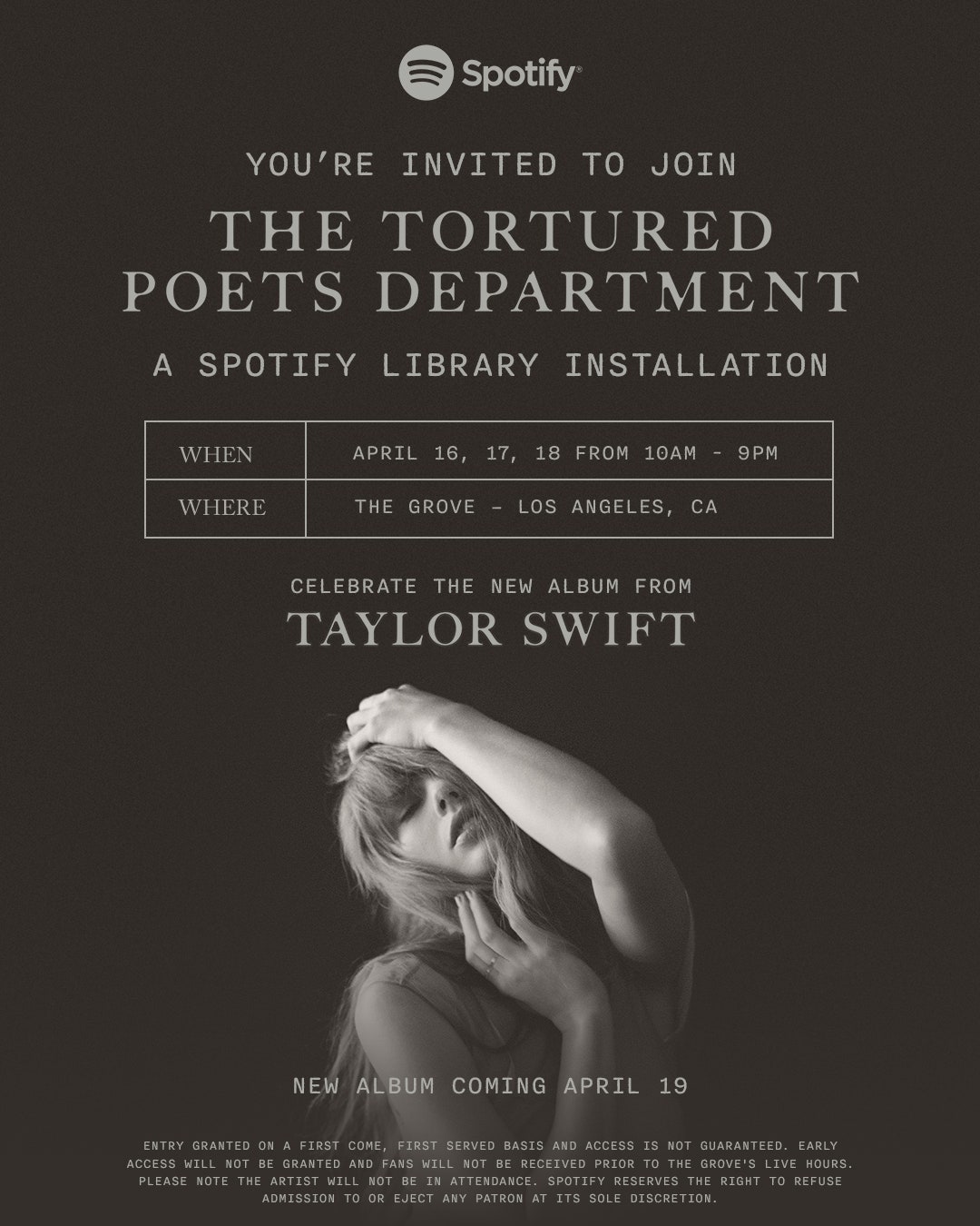 taylor swift to launch pop-up poetry library for tortured poets department album release with spotify