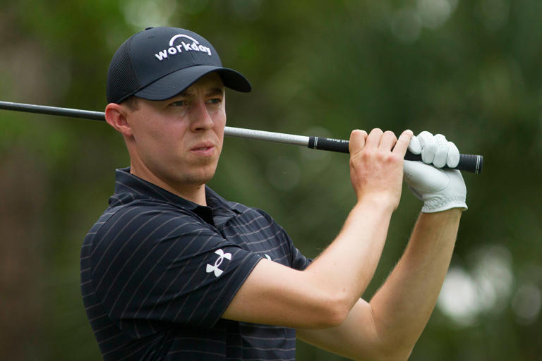 Apr 15, 2021; Hilton Head, South Carolina, USA; Matt Fitzpatrick tees off on the ninth hole during the first round of the RBC Heritage golf tournament. Mandatory Credit: Joshua S. Kelly-USA TODAY Sports