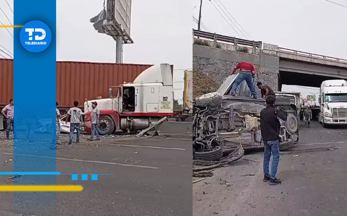 reportan fuerte accidente múltiple en carretera a laredo en apodaca; hay 5 lesionados | video