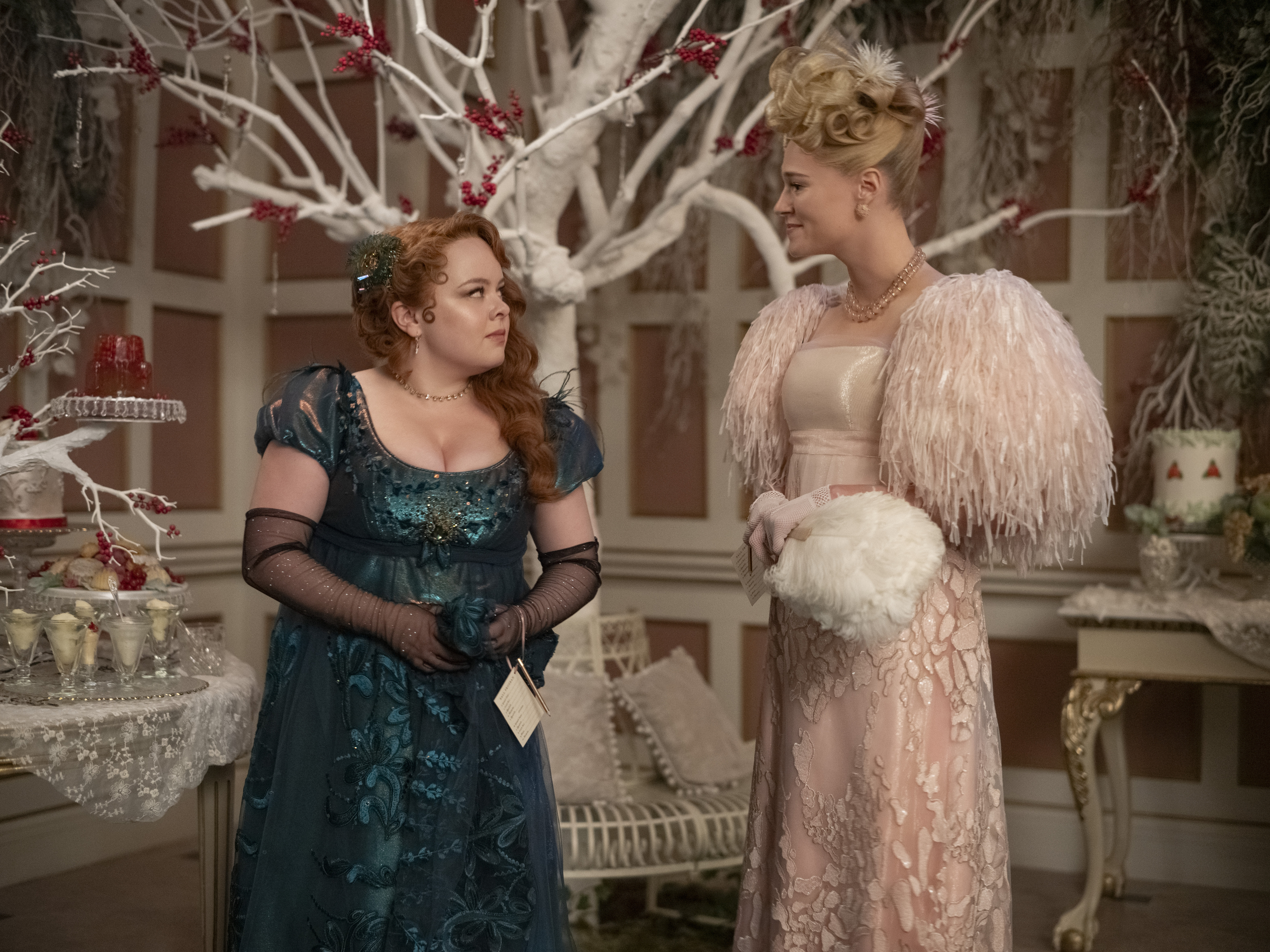 <p>Nicola Coughlan plays Penelope Featherington and Jessica Madsen plays judgy and sometimes cruel Cressida Cowper in episode 1, season 3 of "Bridgerton," which debuts on Netflix on May 16, 2024.</p><p>"I love a mean-girl character, but even more, I love understanding <em>why</em> a mean girl is a mean girl. Because mean girls are not born, they're made," season 3 showrunner Jess Brownell told Vanity Fair, teasing that more of Cressida's story will be revealed this season. "You have Cressida, who has been this queen bee all along — but three years in without a husband, I think there's some room for reflection with her. You're going to see some new sides from her this year, and understand why she is the way she is."</p><p>MORE: <a href="https://www.wonderwall.com/style/fashion/best-period-costumes-all-time-tv-movies-3011841.gallery">Best period costumes of all time</a></p>