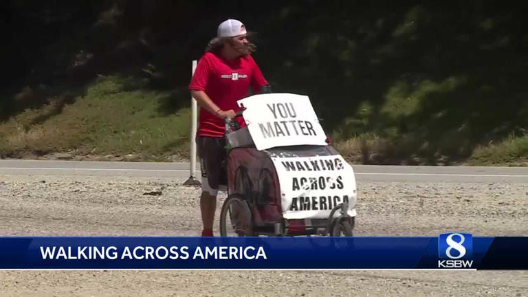 Man walking across America for mental health passes through Central Coast