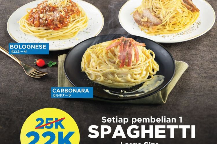serbu promo lawson terbaru! menu spaghetti series diskon jadi 22 ribu saja untuk large size