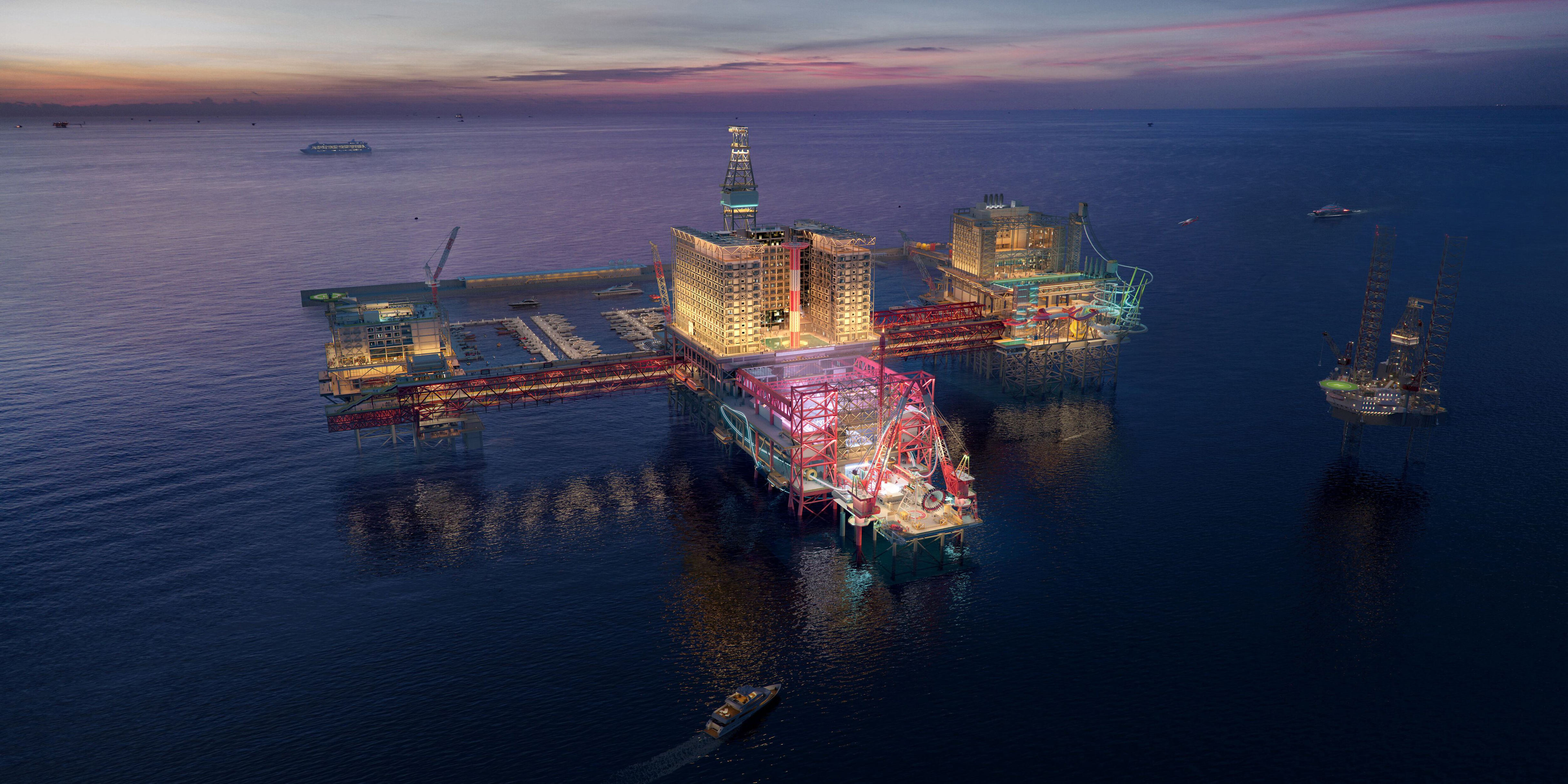 inside the rig: saudi arabia's offshore theme park that plans to draw one million visitors