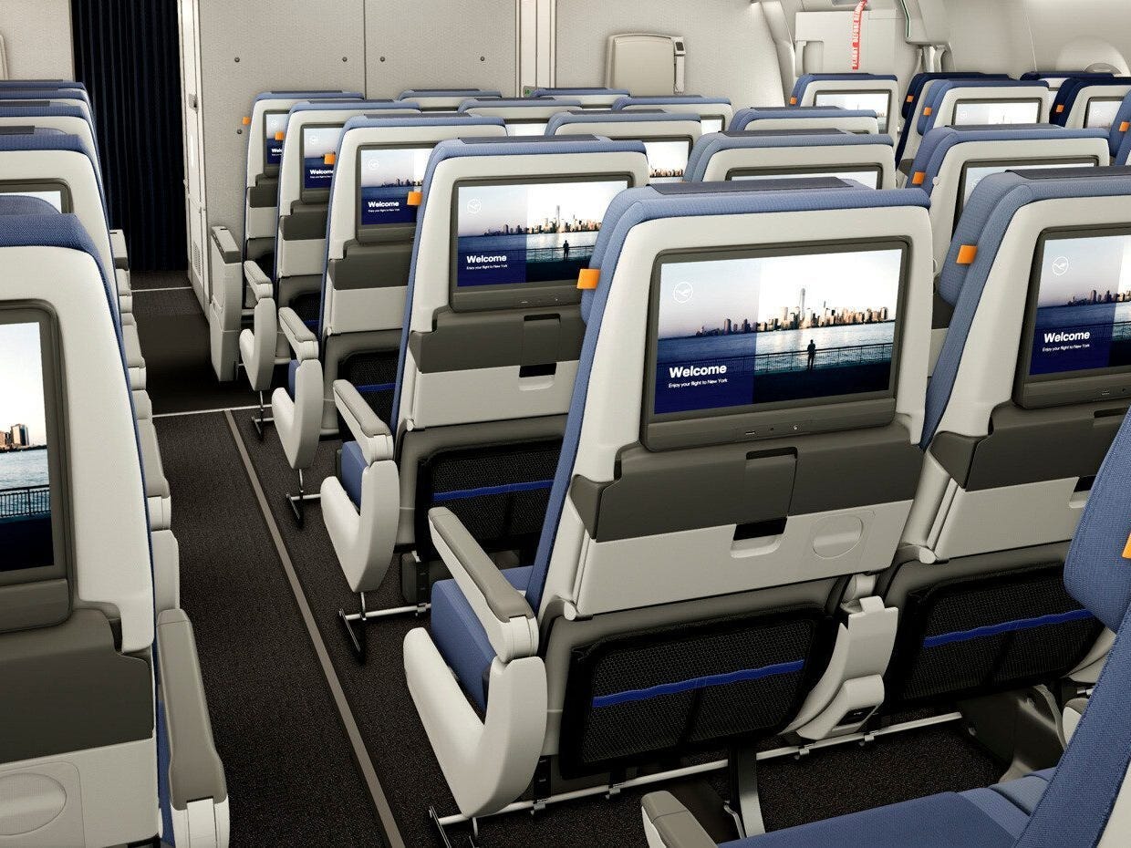 <p>Each regular economy seat has an adjustable headrest, a tablet holder, charging ports, and a Bluetooth-enabled television that measures 13.3 inches.</p><p>The 31-inch seat pitch is on par with <a href="https://www.businessinsider.com/british-airways-vs-finnair-review-to-europe-winner-better-food-2024-3">competitors like British Airways and Finnair.</a></p>