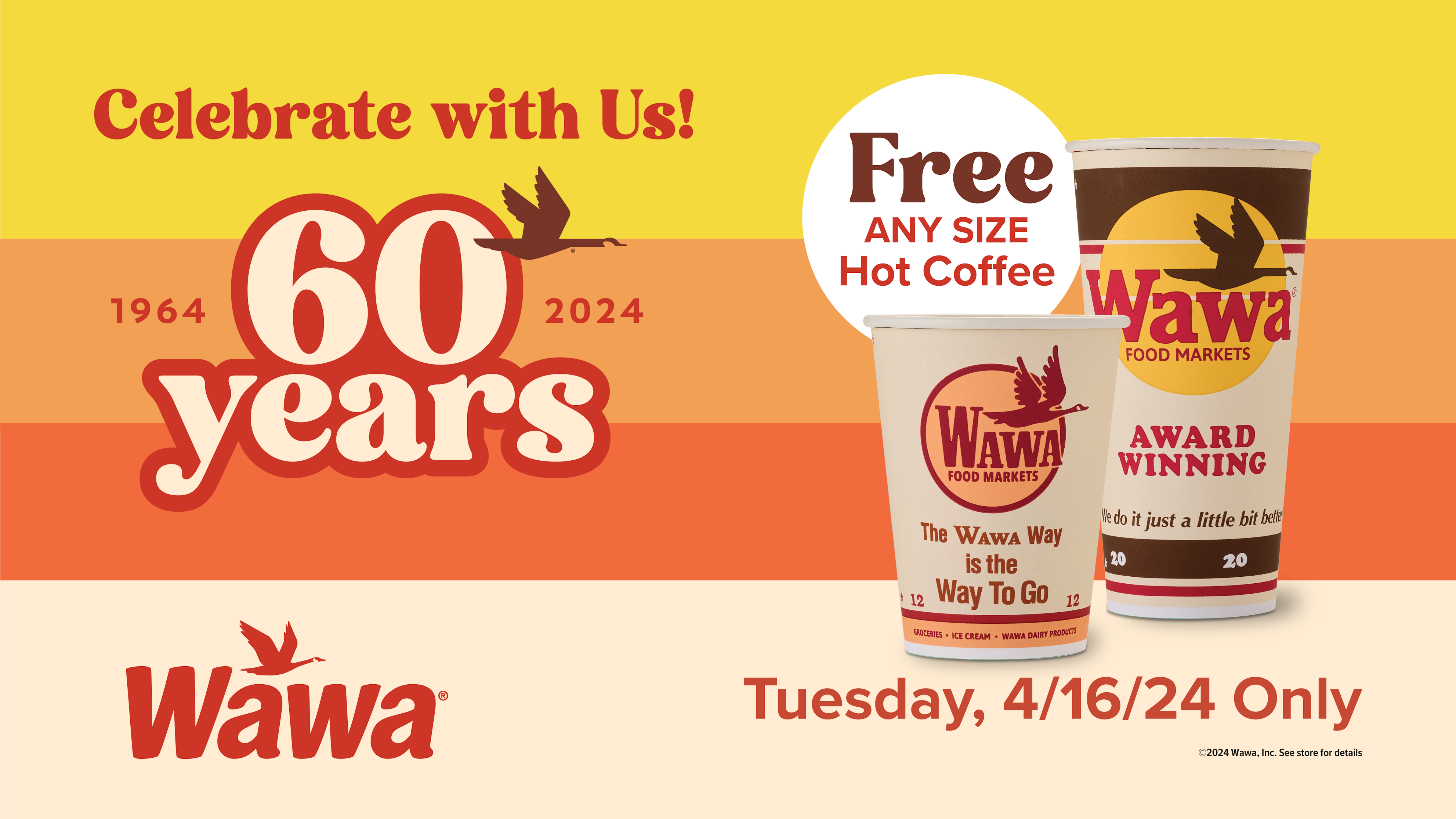 wawa is giving customers free coffee in honor of its 60th anniversary: what to know
