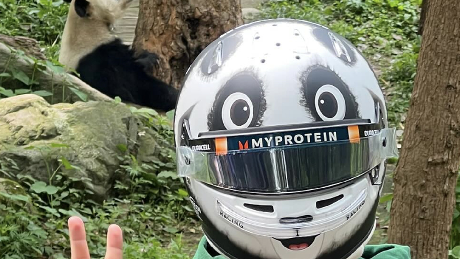 alex albon unveils fantastic panda-themed helmet for f1 chinese grand prix