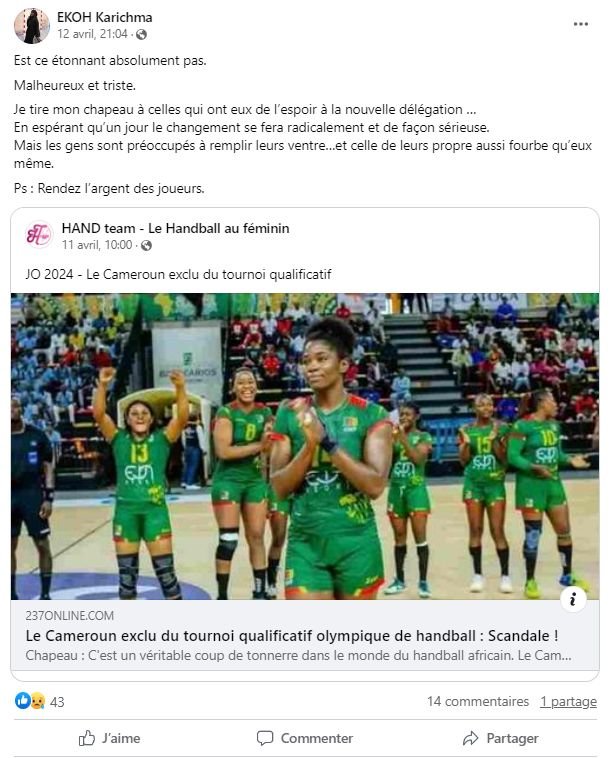 « c’est injustifiable » : la colère des handballeuses camerounaises, privées de jo à cause d’un problème de visa