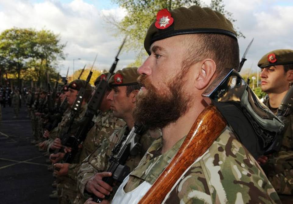 British Army soldiers show off beards after 100-year ban ended by King