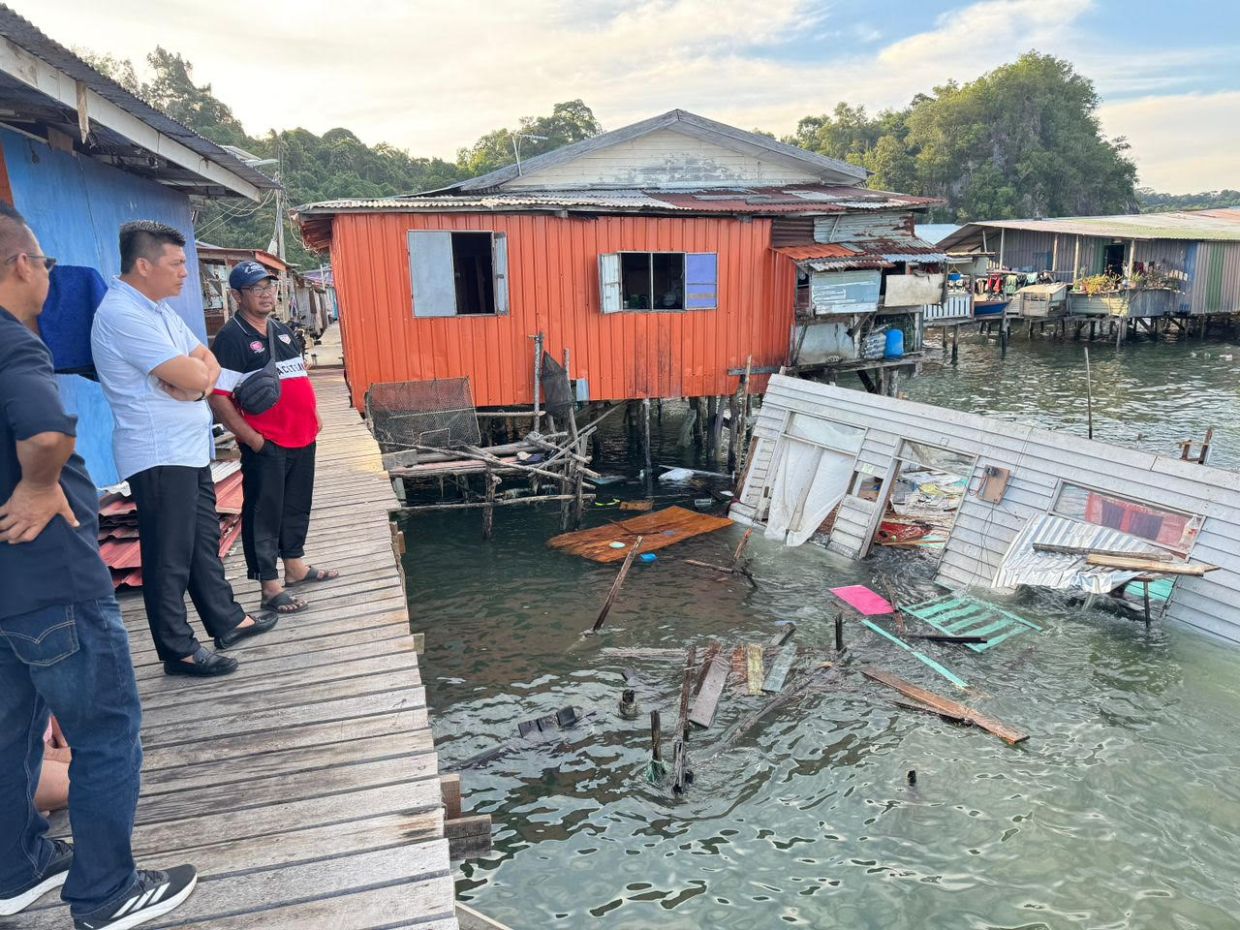 family of 14 left homeless after their stilt house collapses in karamunting