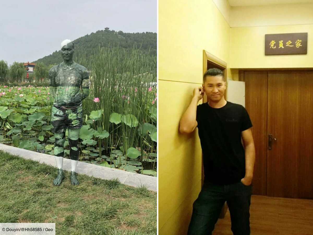 l'homme invisible : ce peintre chinois disparaît comme par magie dans le paysage naturel pour inciter à sa protection