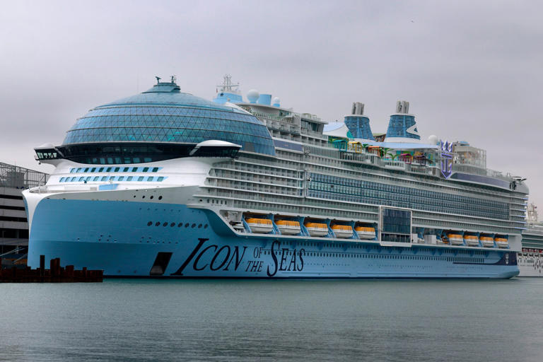 Royal Caribbean's Icon of the Seas, the world's largest cruise ship, docked at the Port of Miami on Jan. 11, 2024.