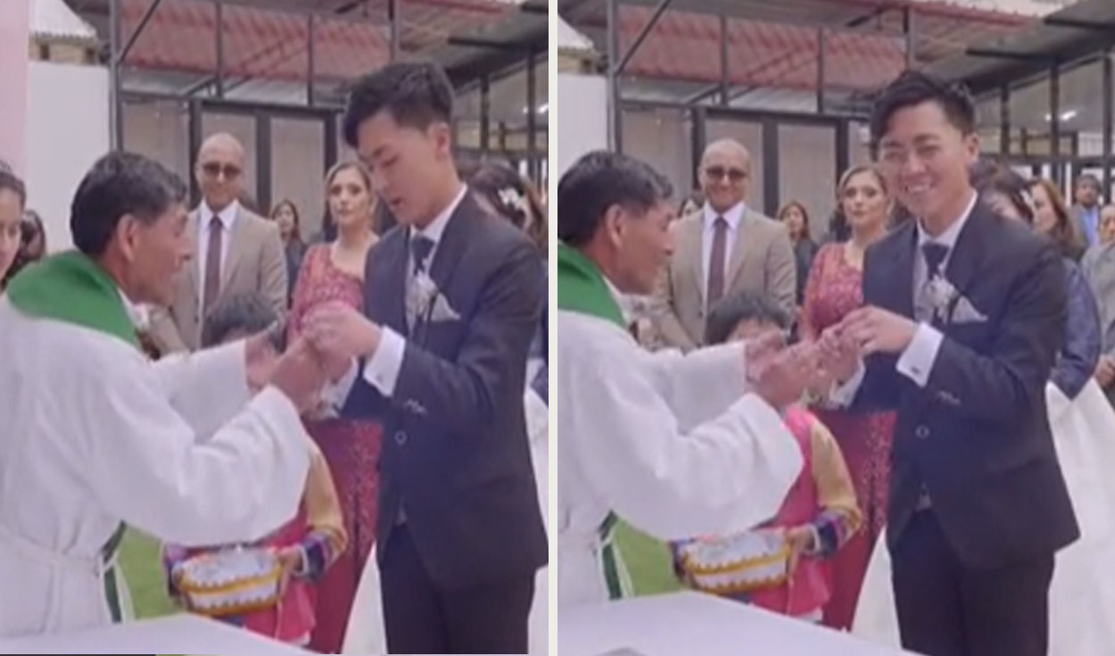 novio coreano comete blooper durante boda con peruana, y dicen: “se quería casar con el cura”