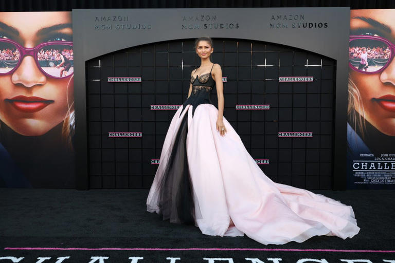 Zendaya in Vera Wang at the Los Angeles 'Challengers' premiere on April 16. Getty Images