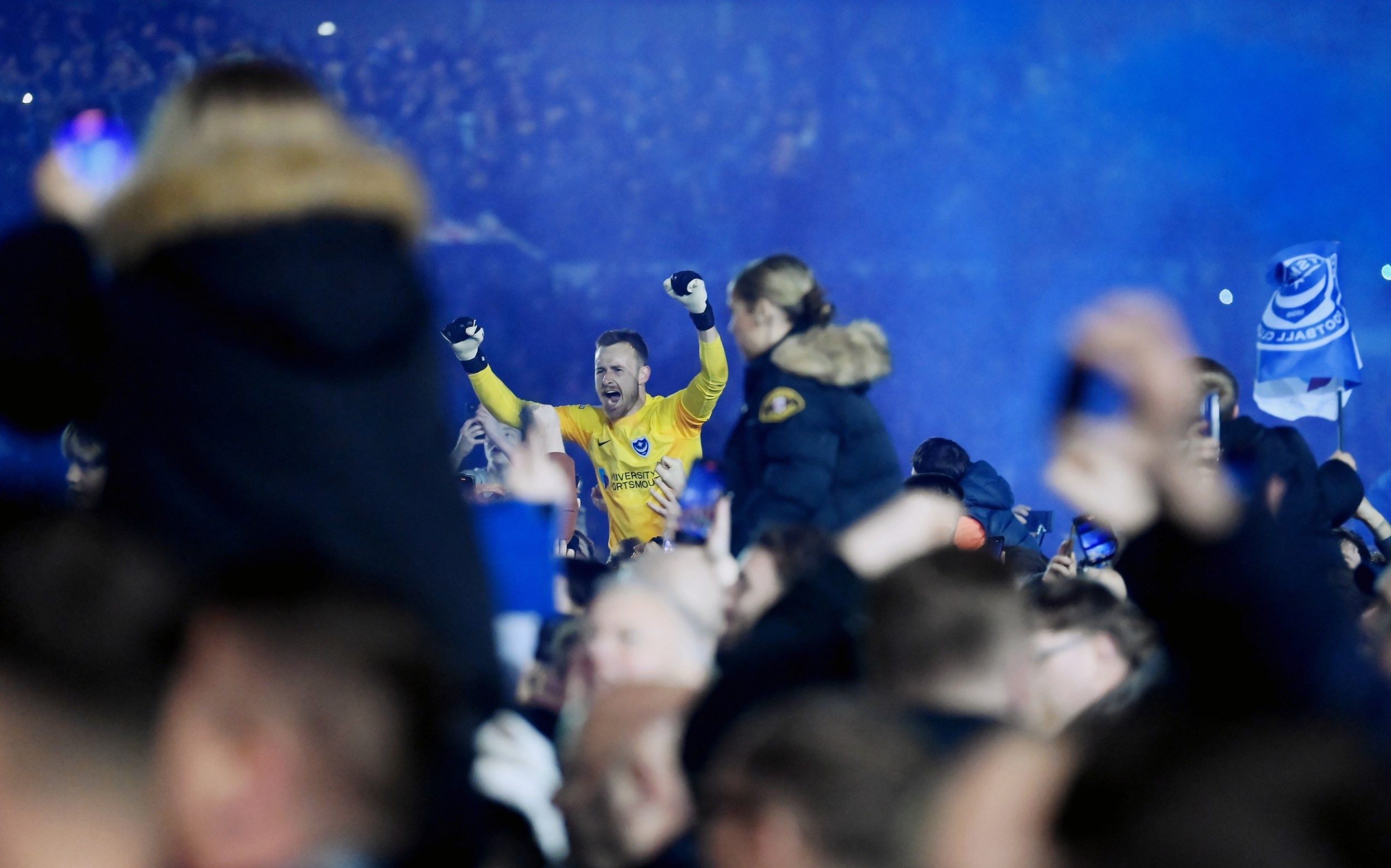 pictured: bedlam at fratton park as portsmouth promoted to championship