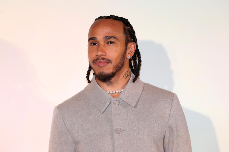 Rimowa brand ambassador, Lewis Hamilton is seen at the RIMOWA 'Mint & Papaya' collection launch photocall on April 15, 2024 in Seoul, South Korea. Lewis Hamilton enjoys time away from the track ahead of the Chinese Grand Prix.