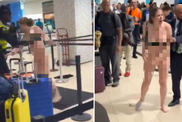 en video: polémica por mujer aparentemente drogada que se desnudó y exigía sexo en un aeropuerto