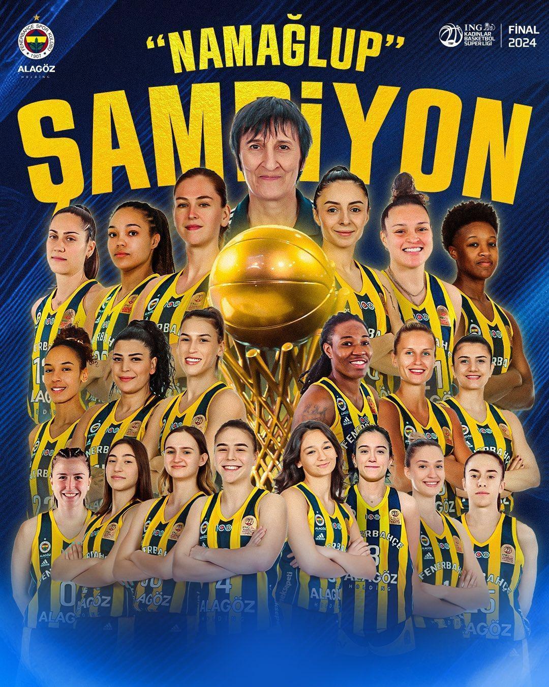 kadınlar basketbol süper ligi'nde şampiyon fenerbahçe! ligde namağlup, 4 kupalı şampiyon...