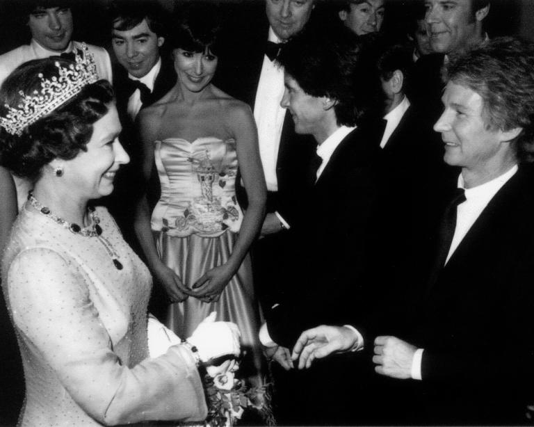 The Searchers meeting Queen Elizabeth II in 1981 at the Royal Variety Show (Supplied)