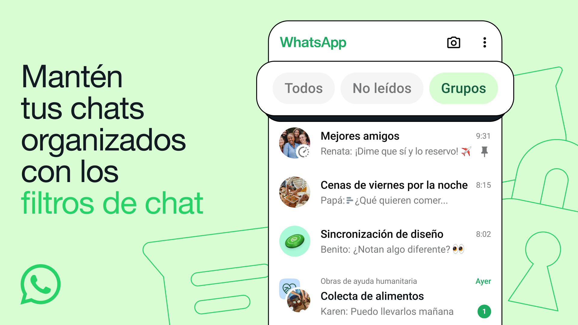 whatsapp: nuevo filtro para organizar mejor los chats