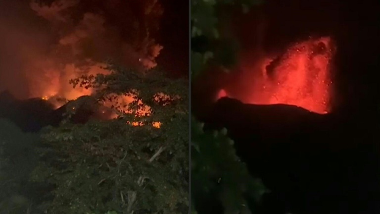 erupção de vulcão na indonésia provoca fuga de centenas de moradores
