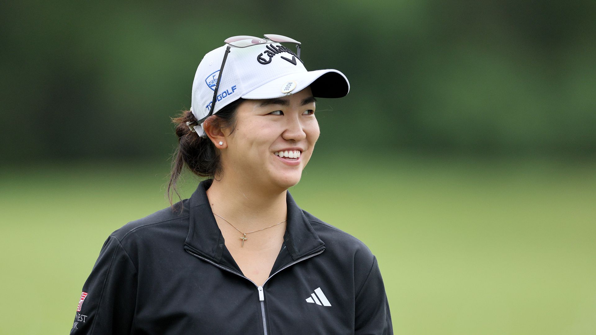 rose zhang flip flops on leaping into lake with chevron championship win