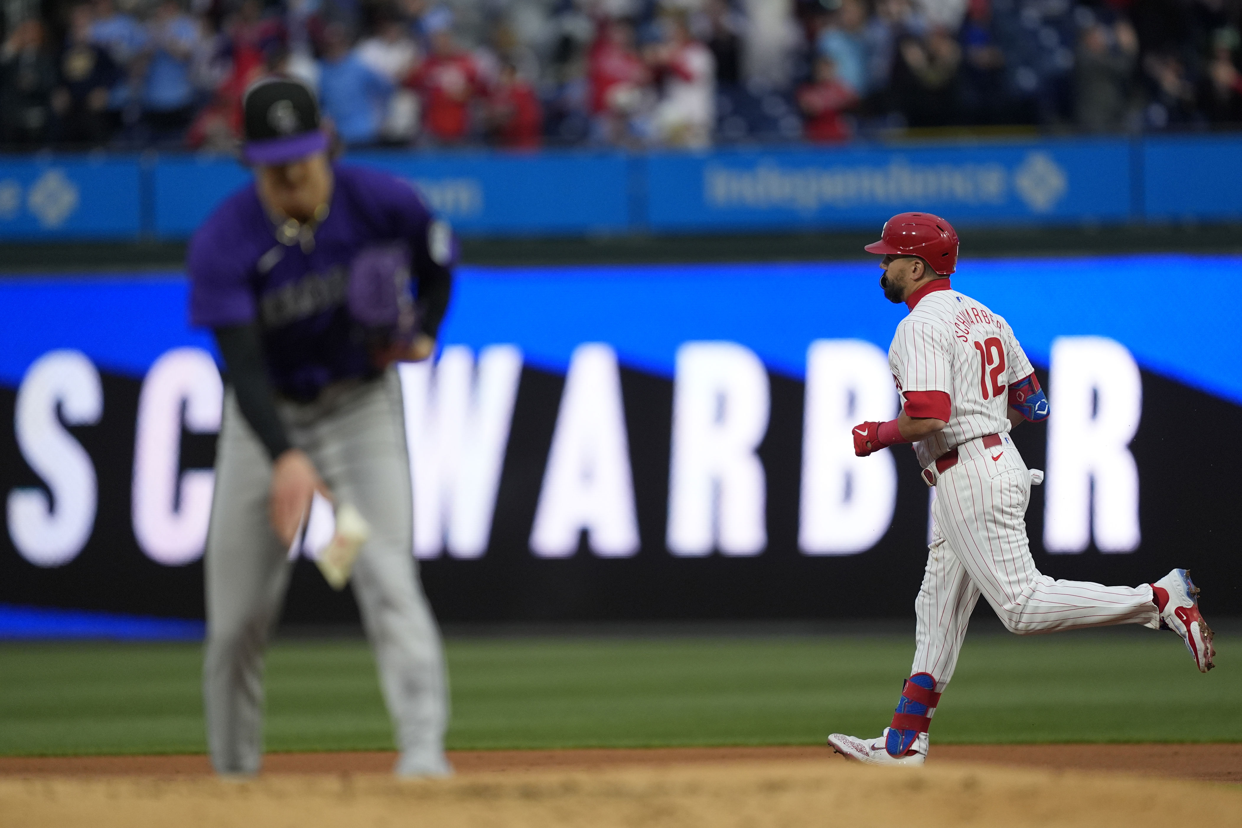 schwarber homers twice and sánchez pitches 6 strong innings as phillies finish sweep of rockies