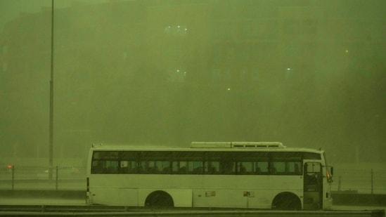 'eerie moment sky turns green as storm hits dubai. watch viral video