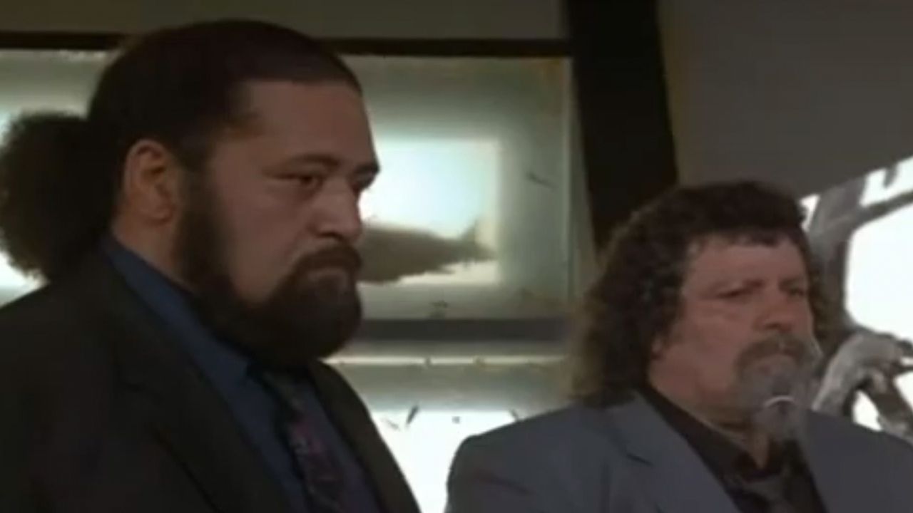<p>                     Professional wrestlers are pretty common to see on TV and "Captain" Lou Albano was also no stranger to TV, appearing in a Cyndi Lauper video in the '80s. Still, it's really fun to see Albano and fellow wrestler Afa Anoa'i playing henchmen to George Takai on <em>Miami Vice</em> in the show's third season.                   </p>