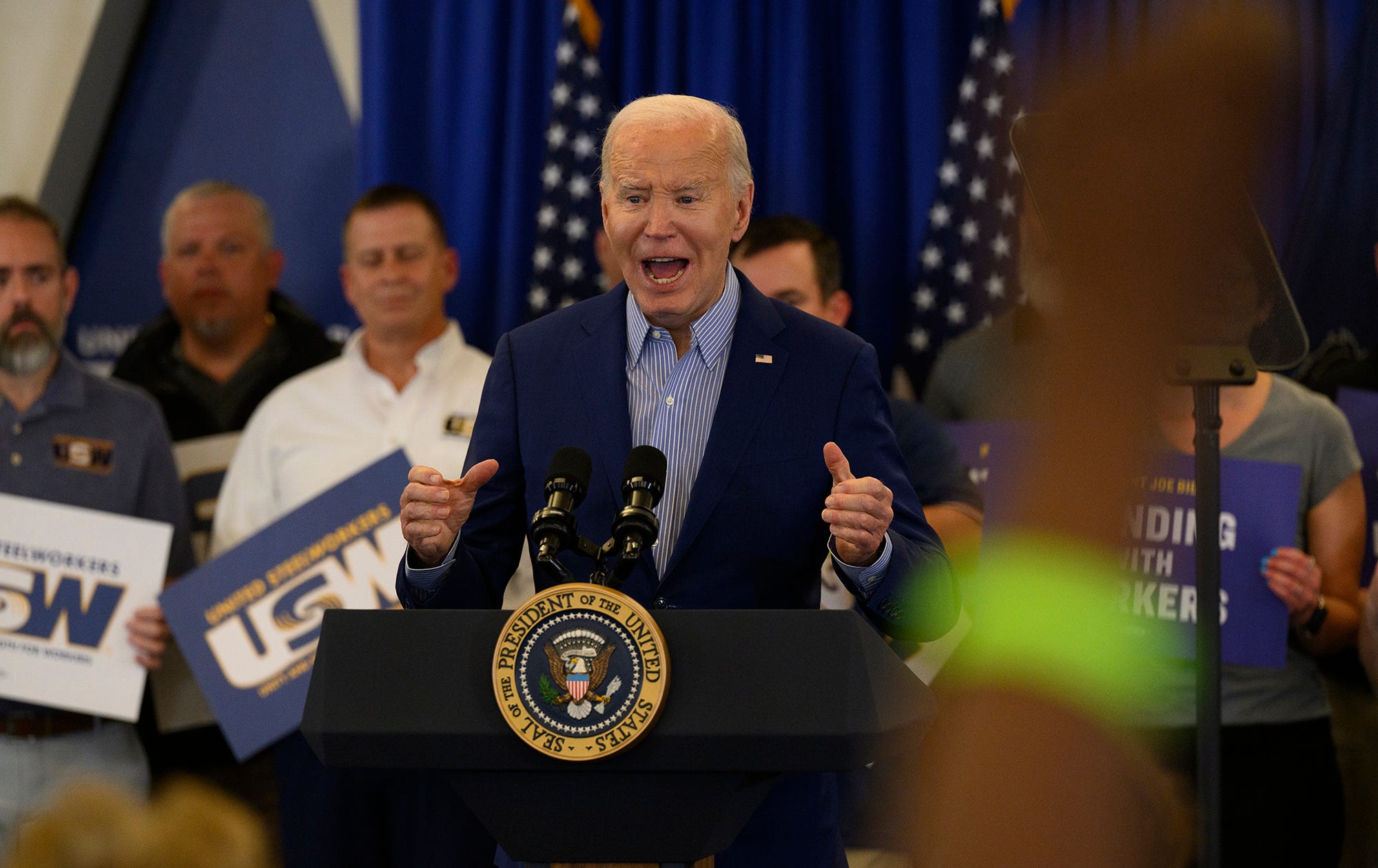 ‘busy right now.’ joe biden jabs donald trump over hush-money trial while courting union voters
