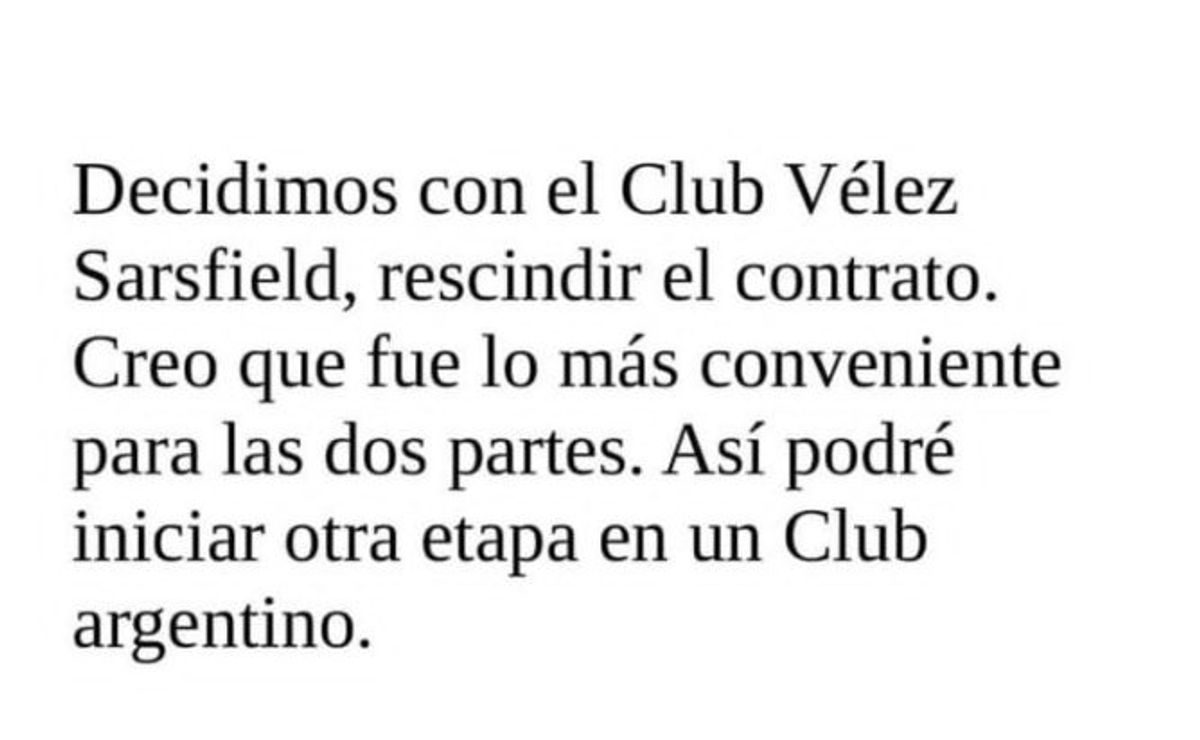 tras rescindir contrato con vélez, sebastián sosa confirmó que jugará en otro club argentino
