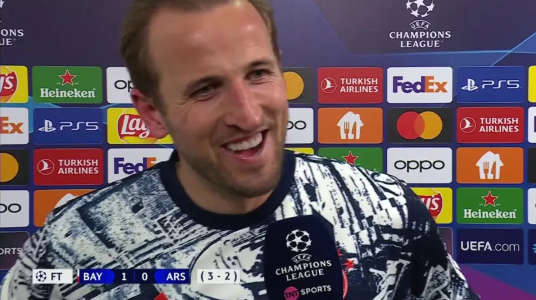 harry kane reacts to knocking arsenal out of the champions league