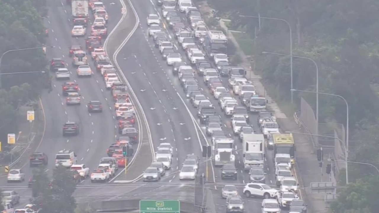 traffic chaos after a crane catches fire in sydney’s lane cove tunnel