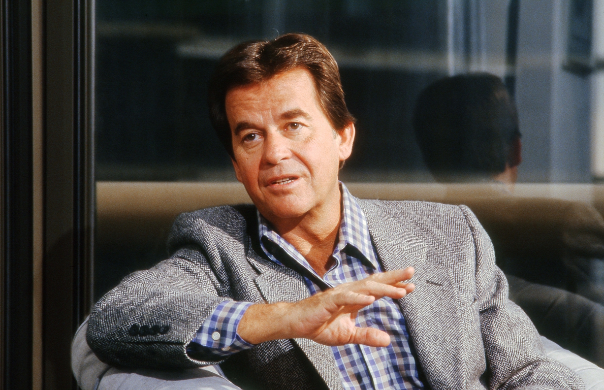 TV and radio personality Dick Clark, host of TV's American Bandstand, sits for an interview with The Record in New York City in New York, NY on November 5, 1985.