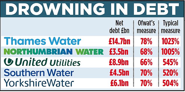 water firms drowning in sea of debt as borrowing 'bigger than ofwat figures suggest'