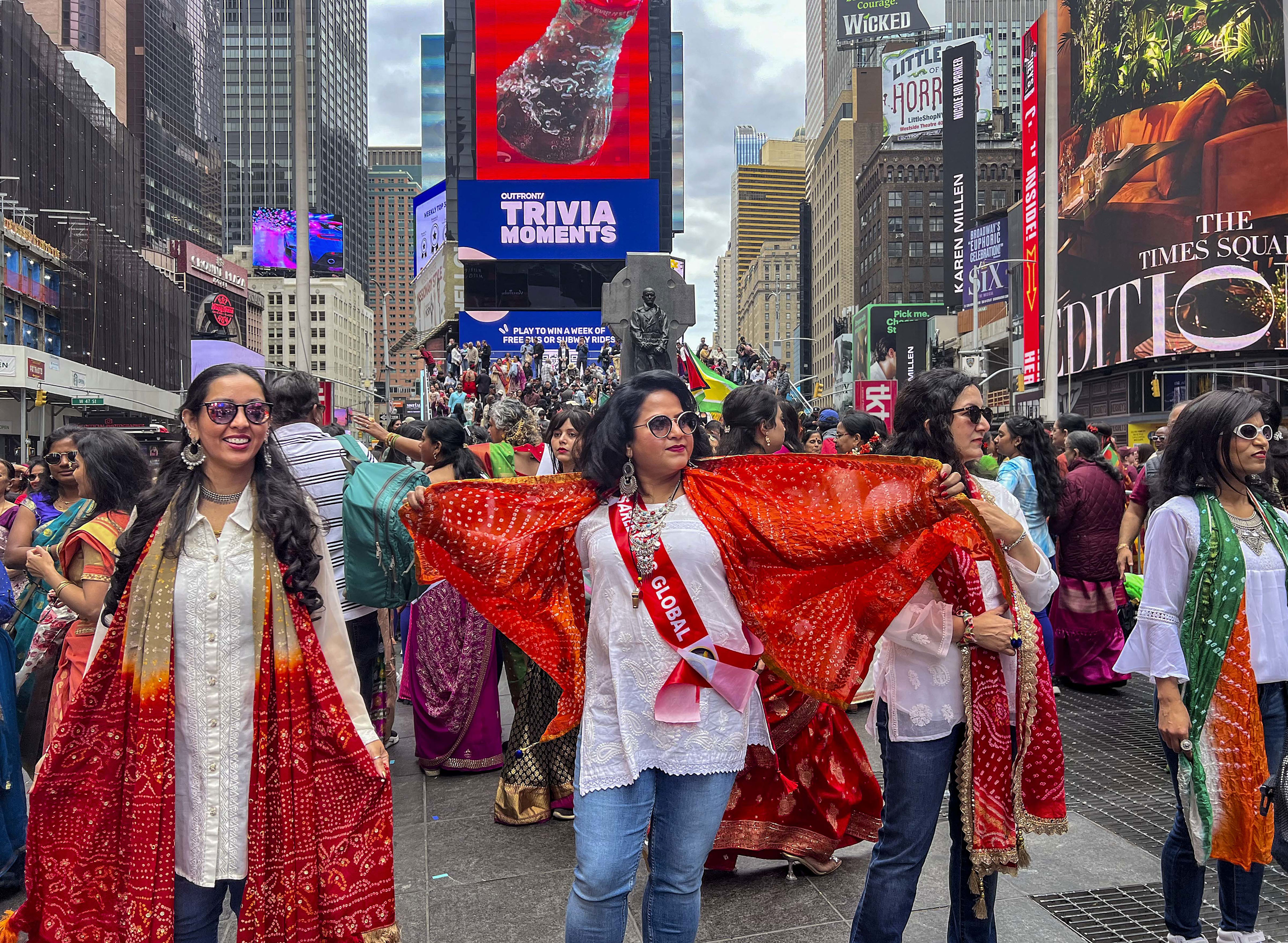 saree's tradition, elegance celebrated in heart of nyc's times square at special global event
