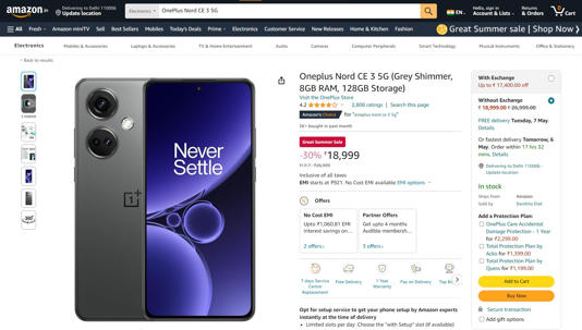 OnePlus Nord CE 3 Price On Amazon summer sale 2024