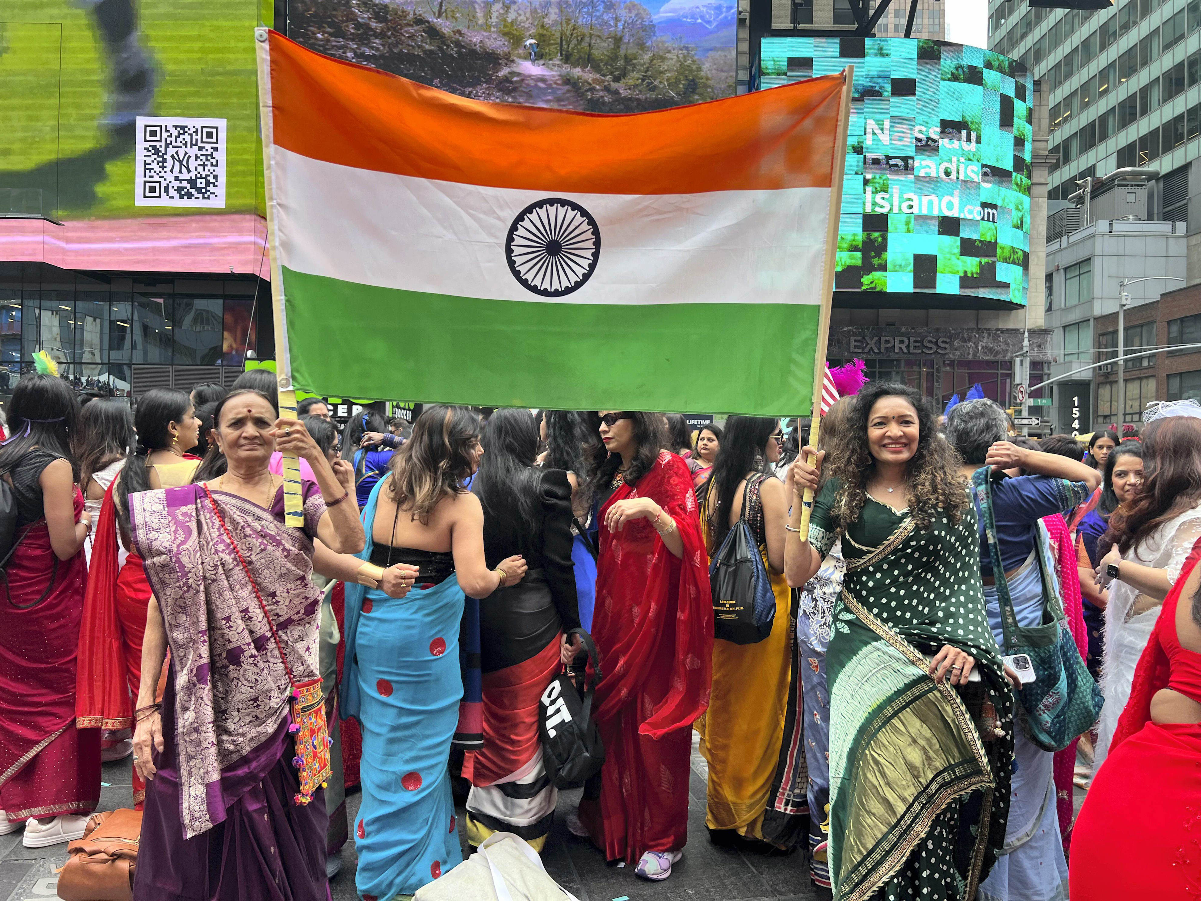 saree's tradition, elegance celebrated in heart of nyc's times square at special global event